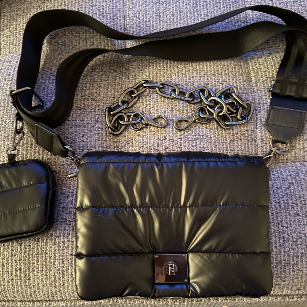 THINK ROYLN Black Quilted Messenger Bag
